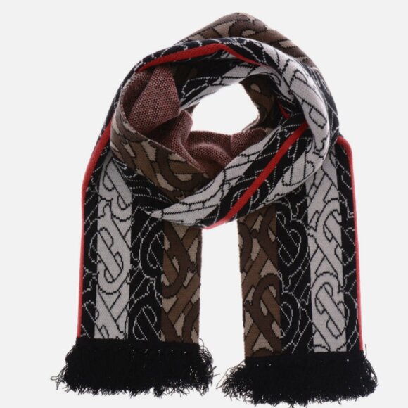 NWT Authentic Burberry TB Mono Stripe Knit Football Scarf Bridle Brown $435 - Picture 1 of 10